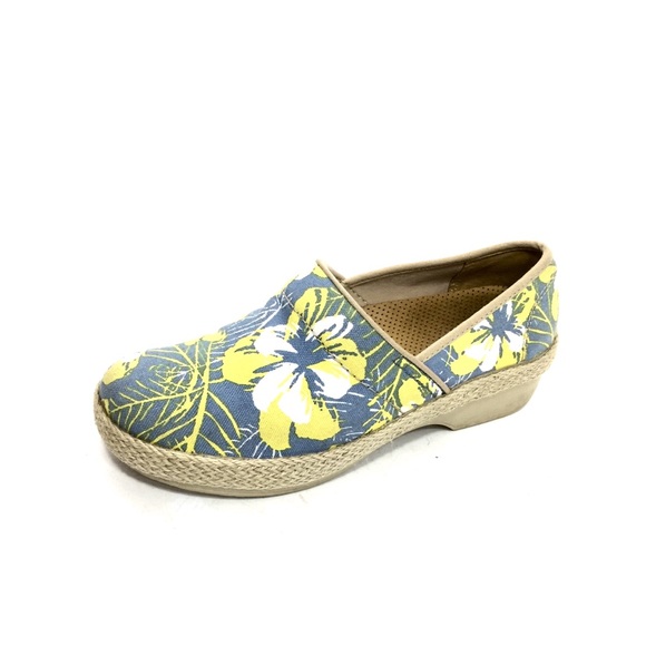 Dansko Blue/Yellow/White Floral Canvas Clogs - Picture 8 of 12